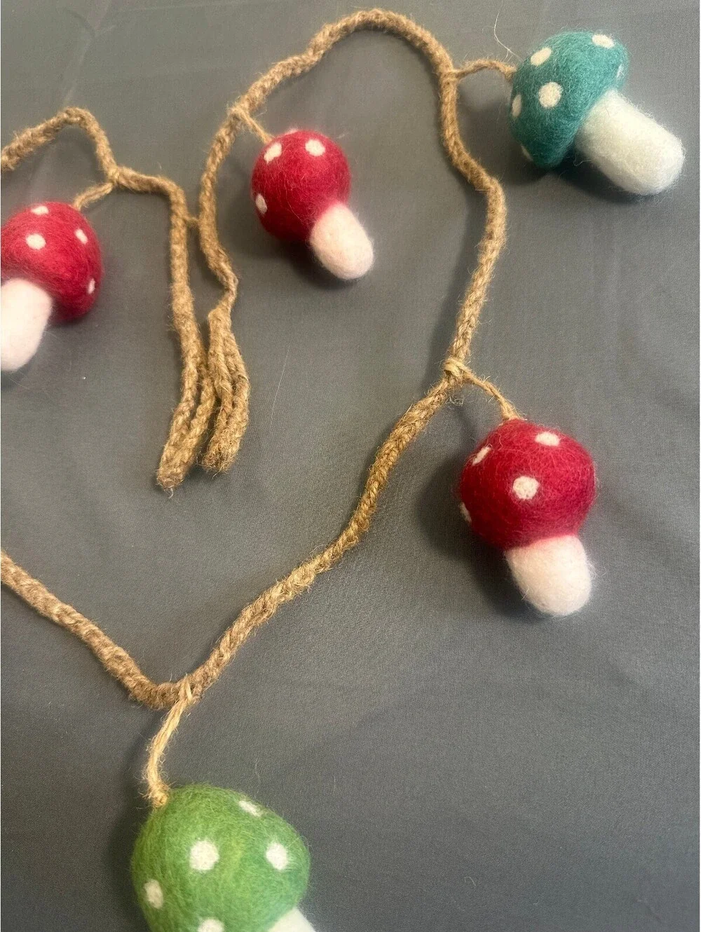 Green and Red Mushroom Garland Cottagecore Fairycore